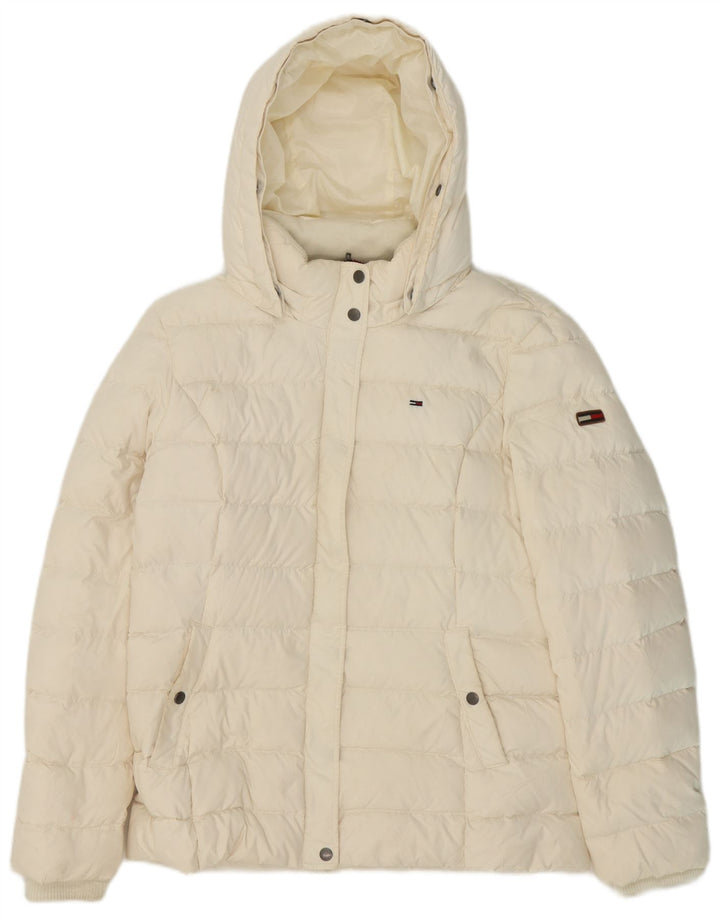 Giacca imbottita con cappuccio da donna Tommy Hilfiger UK 18 XL poliestere bianco