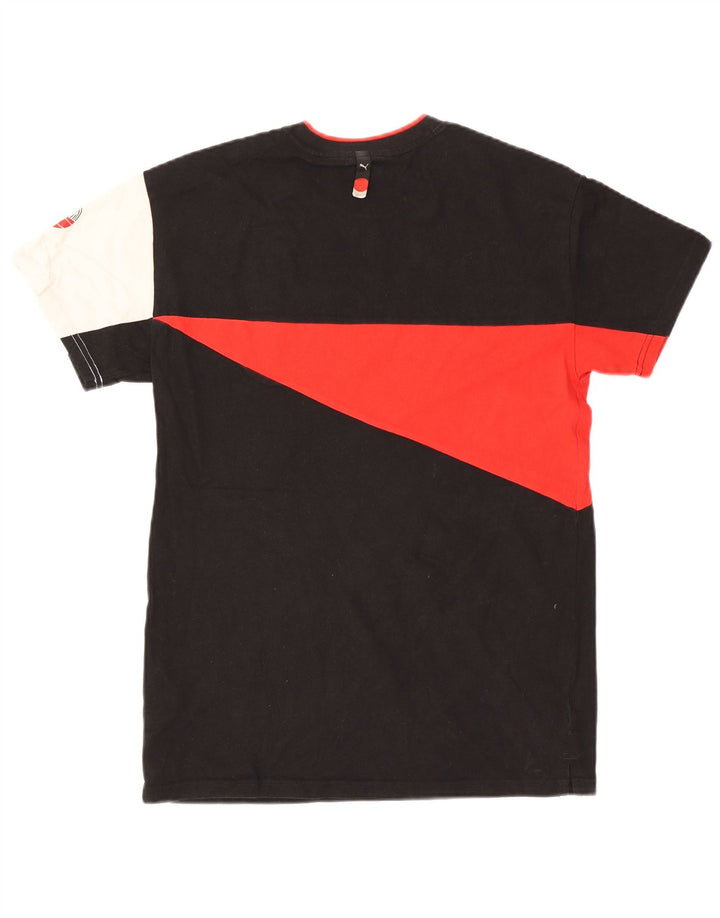 T-shirt da uomo Puma Top Small nera in cotone color block