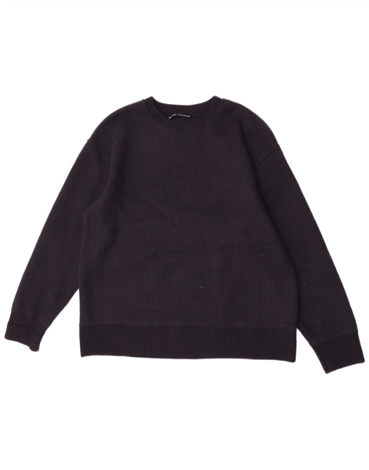 Maglione maglione girocollo da donna Zara UK 14 viscosa blu navy medio