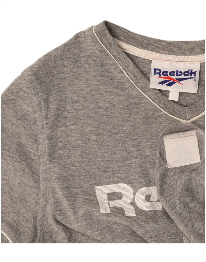 T-shirt grafica da donna REEBOK Top UK 14 cotone grigio medio