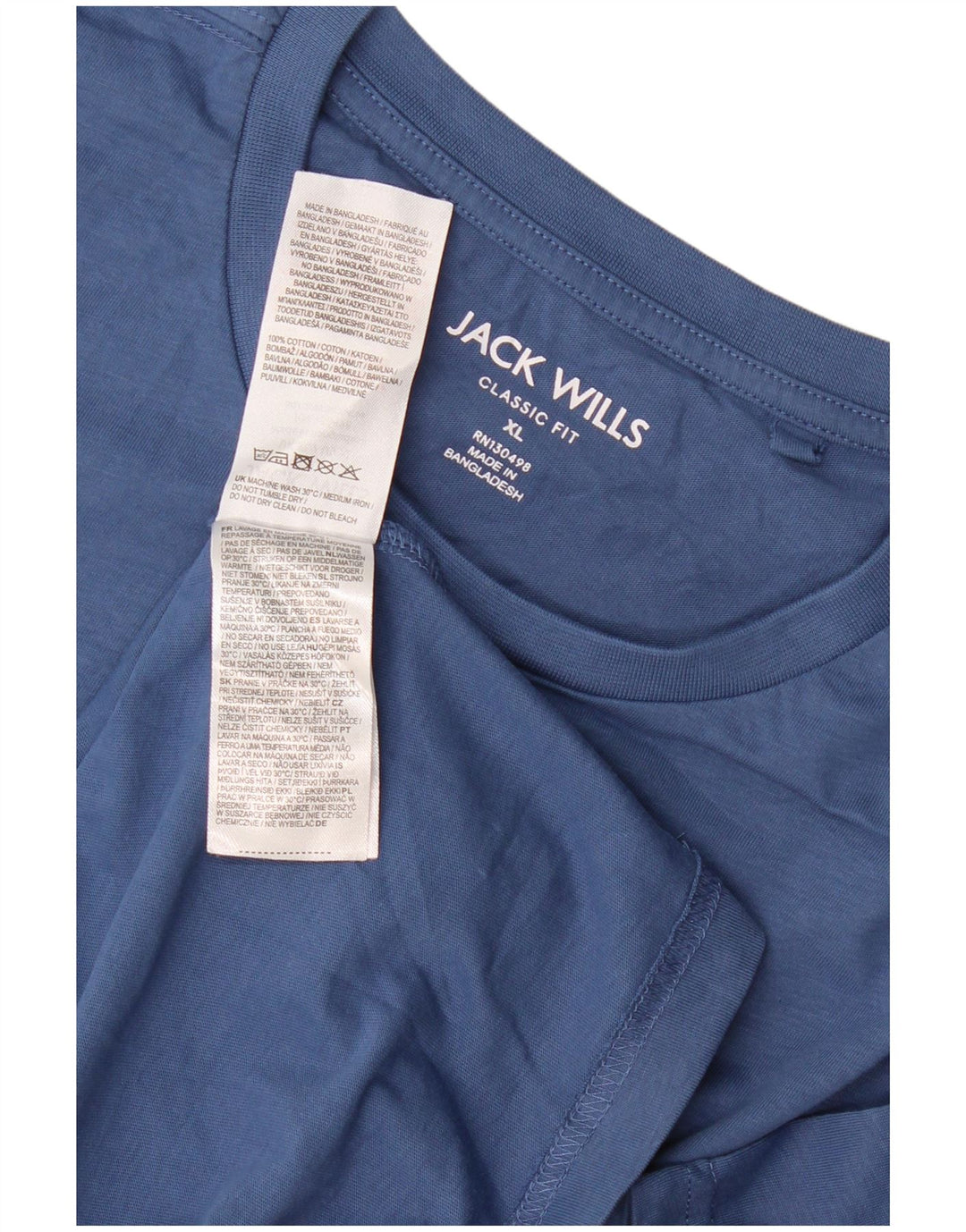 T-shirt da uomo Classic Fit Jack Wills XL in cotone blu