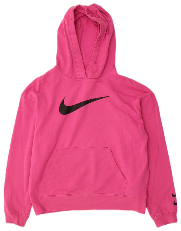 Felpa con cappuccio oversize con grafica Nike da donna UK 10 piccola in cotone rosa