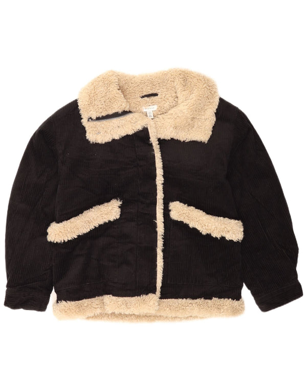 Topshop Giacca da donna oversize in velluto a coste UK 8 Small Black Colourblock