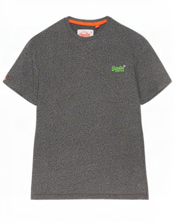 T-shirt da uomo Superdry Top Small in cotone chiazzato grigio