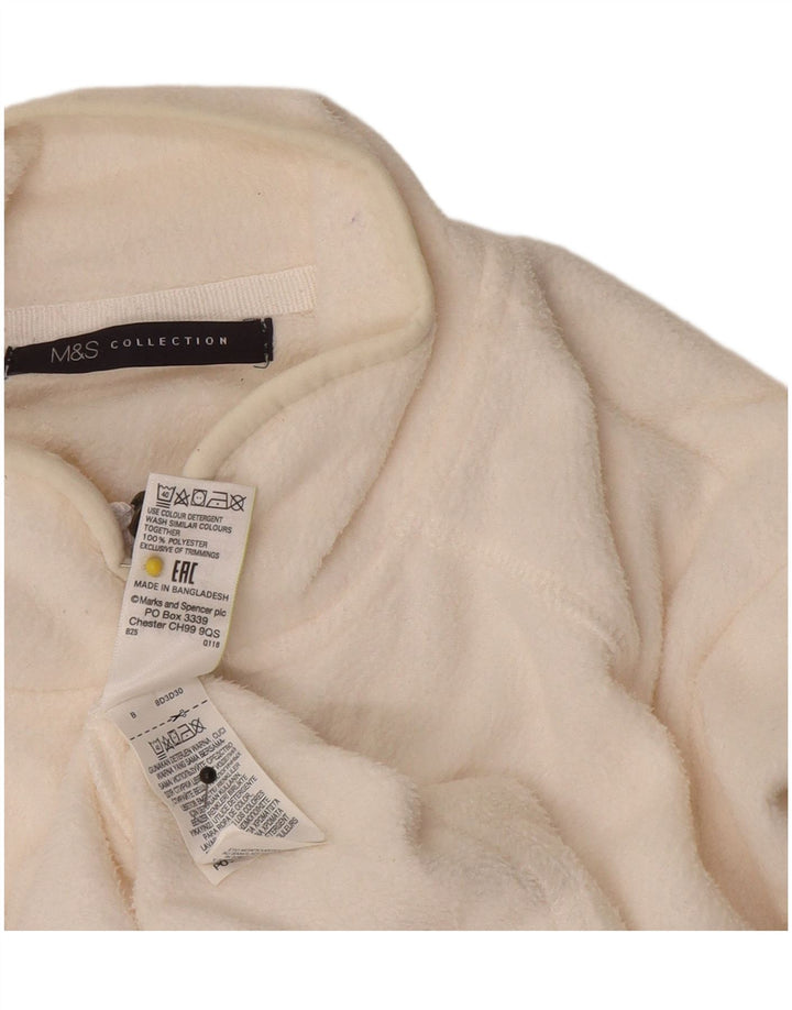 Giacca in pile da donna Marks & Spencer UK 12 poliestere bianco sporco medio
