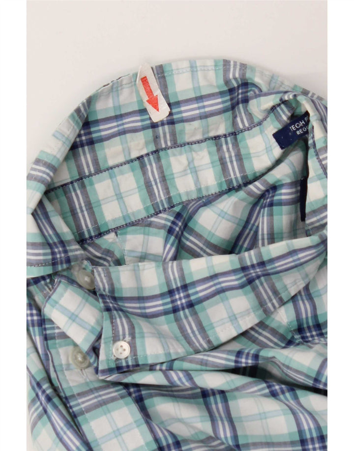 Gap Camicia da uomo a maniche corte vestibilità regolare taglia 41/42 grande cotone a quadri blu