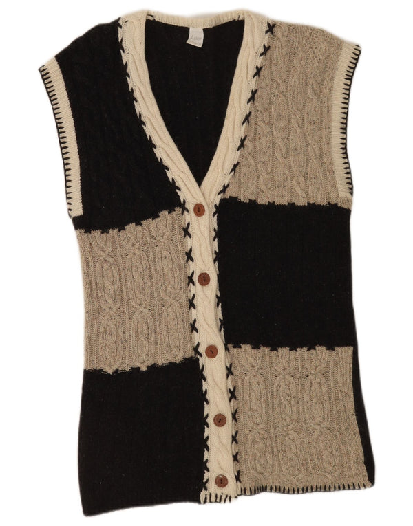 Maglione cardigan senza maniche da donna Astor UK 14 Lana color block grigio medio