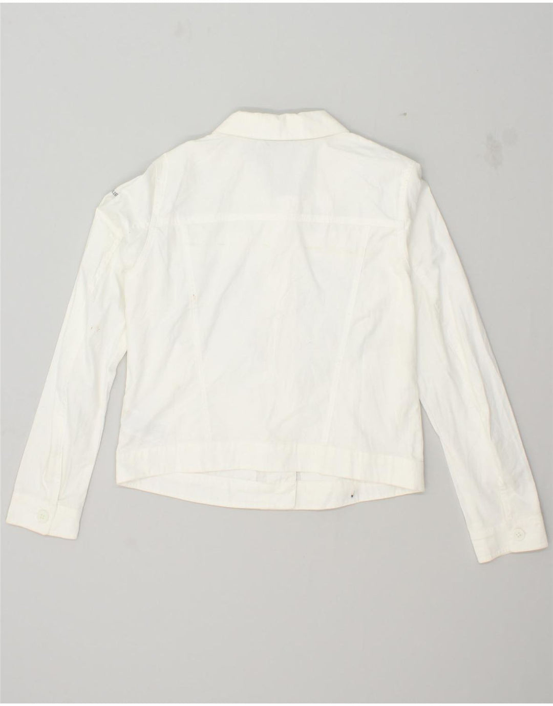 COLUMBIA Womens Crop Bomber Jacket UK 14 Medium White Cotton | Vintage Columbia | Thrift | Second-Hand Columbia | Used Clothing | Messina Hembry 