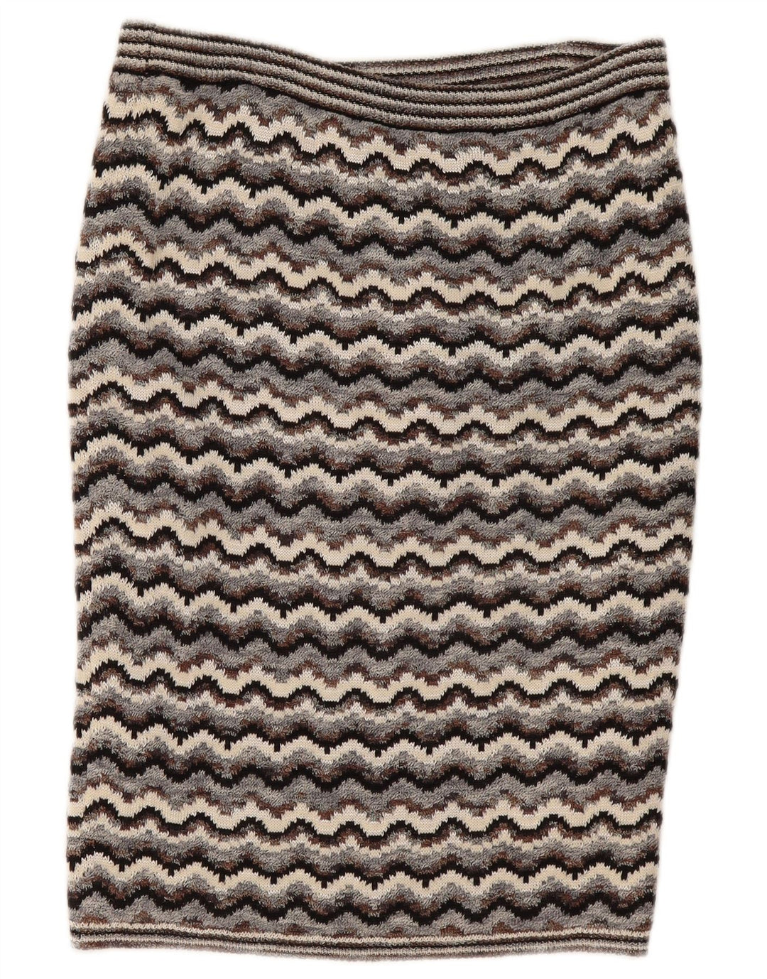 Gonna a tubino lavorata a maglia da donna vintage W32 grande Chevron grigio