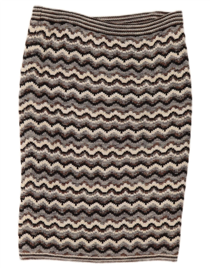 Gonna a tubino lavorata a maglia da donna vintage W32 grande Chevron grigio