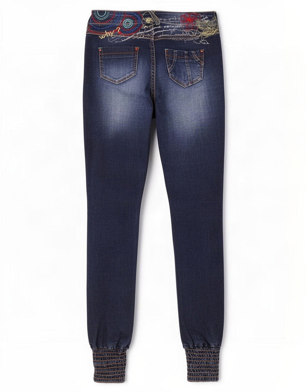 Jeans skinny grafici da donna Desigual W28 L34 blu navy geometrico bohémien