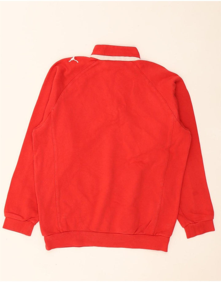 Felpa Puma da bambino con zip e collo, 13-14 anni, in cotone color block rosso