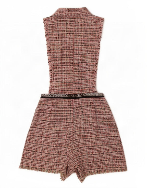 Tuta corta senza maniche da donna Zara UK 12 cotone a quadri multicolore medio