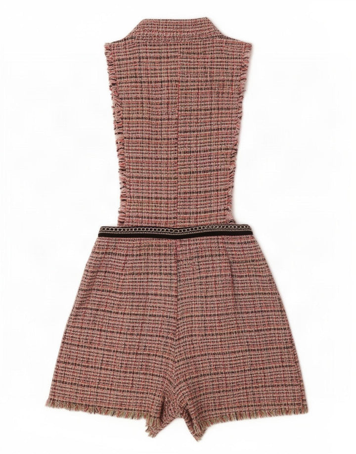 Tuta corta senza maniche da donna Zara UK 12 cotone a quadri multicolore medio