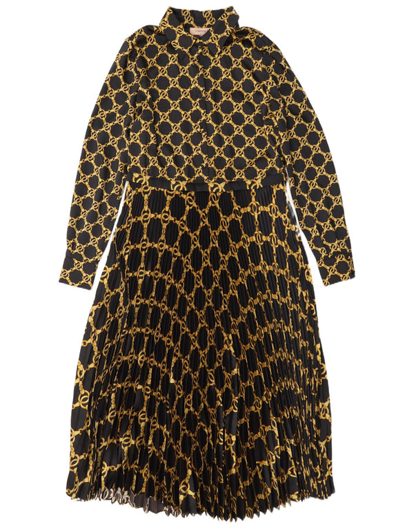 Twinset Womens Abstract Pattern Long Sleeve Maxi Dress UK 14 Medium Black