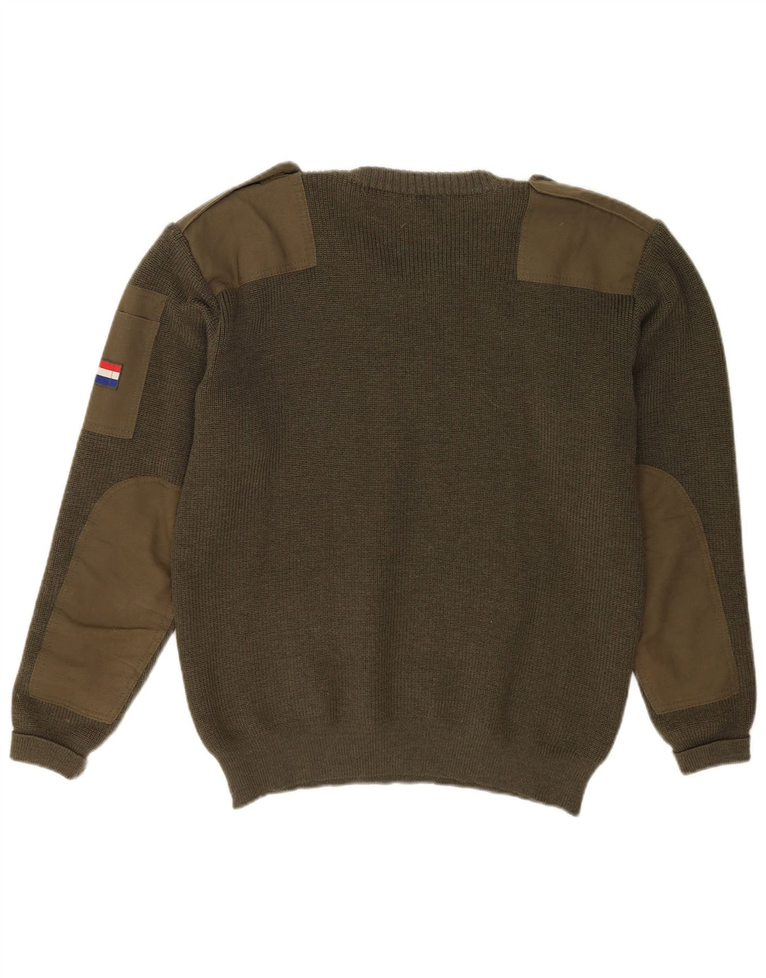 Maglione maglione girocollo militare da uomo VINTAGE grande lana vergine kaki