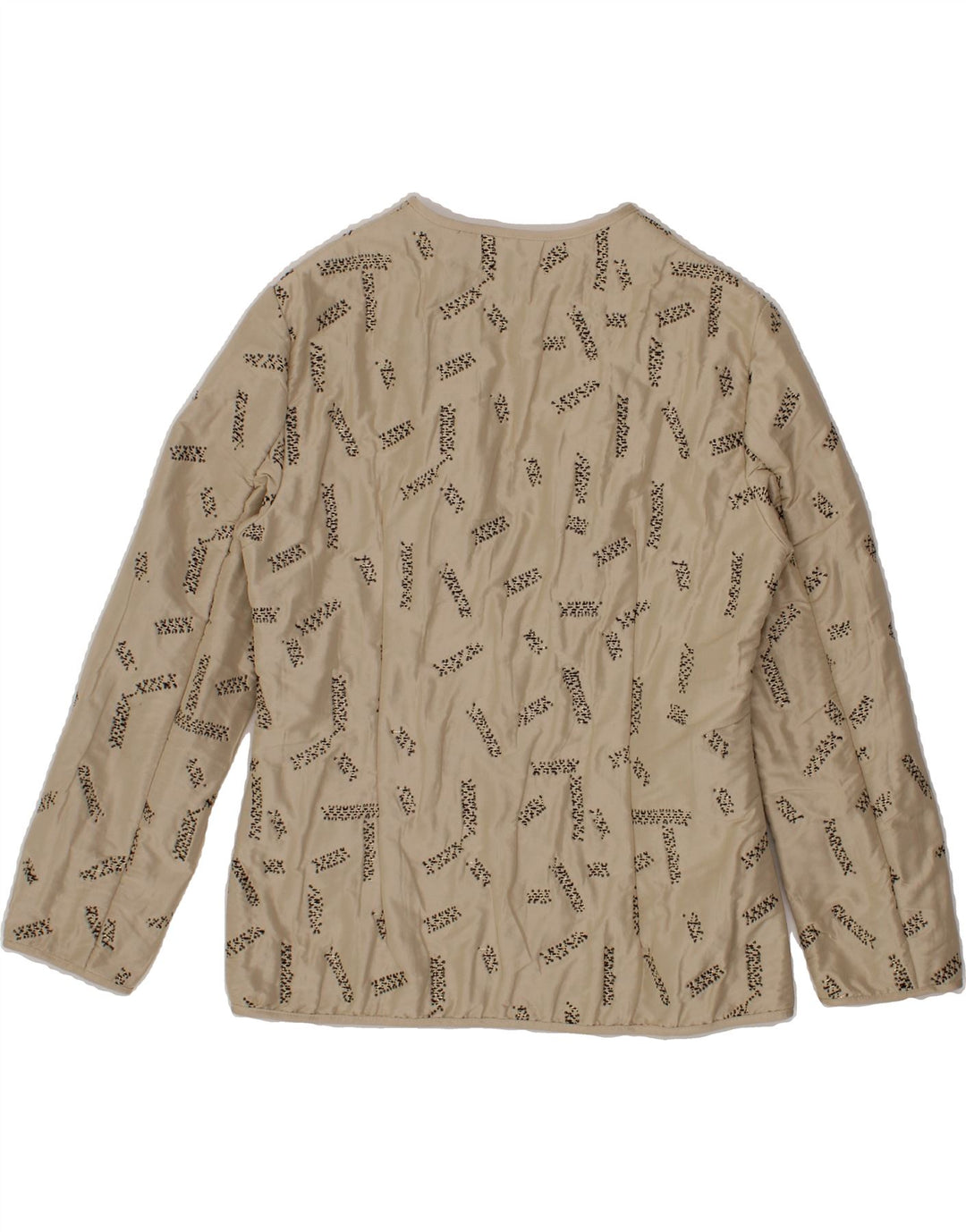 VINTAGE Womens Loose Fit Open Blazer Jacket UK 10 Small  Beige Geometric Vintage Vintage and Second-Hand Vintage from Messina Hembry 