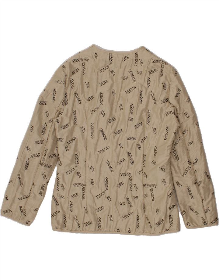 VINTAGE Womens Loose Fit Open Blazer Jacket UK 10 Small  Beige Geometric Vintage Vintage and Second-Hand Vintage from Messina Hembry 