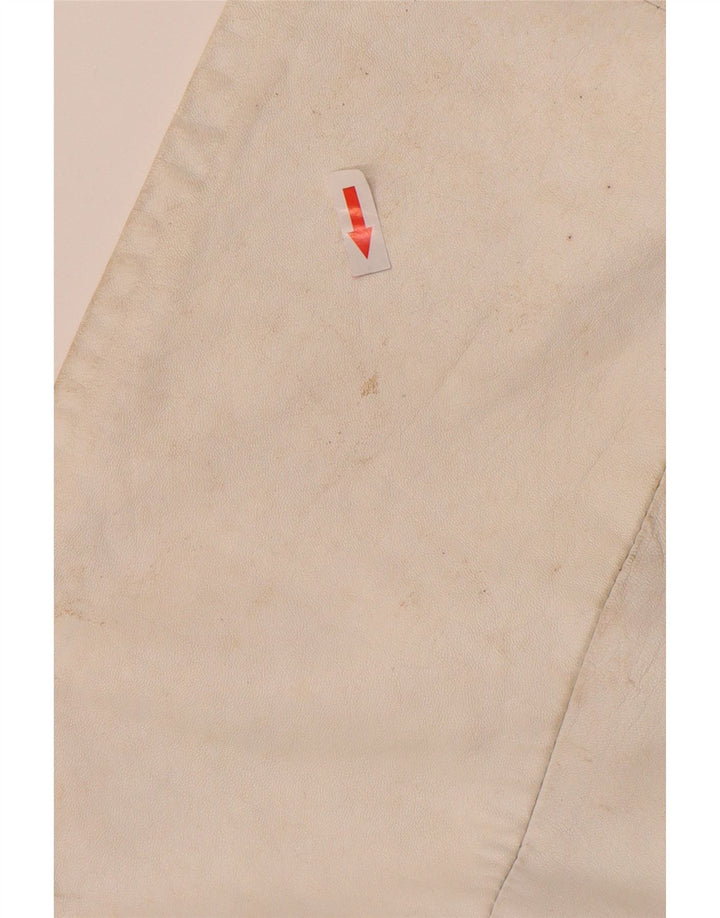 Set gonna vintage in pelle da donna in 2 pezzi UK 12 medio W26 bianco sporco