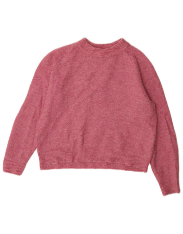Maglione girocollo oversize da donna Zara UK 10 piccolo nylon rosa