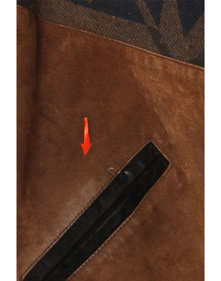 Giacca in pelle scamosciata da uomo VINTAGE UK 42 XL Pelle color block marrone