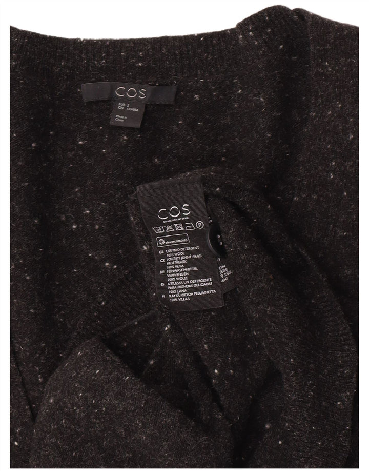 Maglione cardigan oversize da donna Cos UK 10 piccolo lana screziata nera