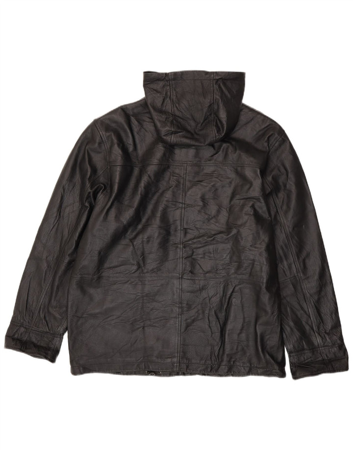 Giacca in pelle con cappuccio oversize da donna CANDA UK 18 XL Pelle nera