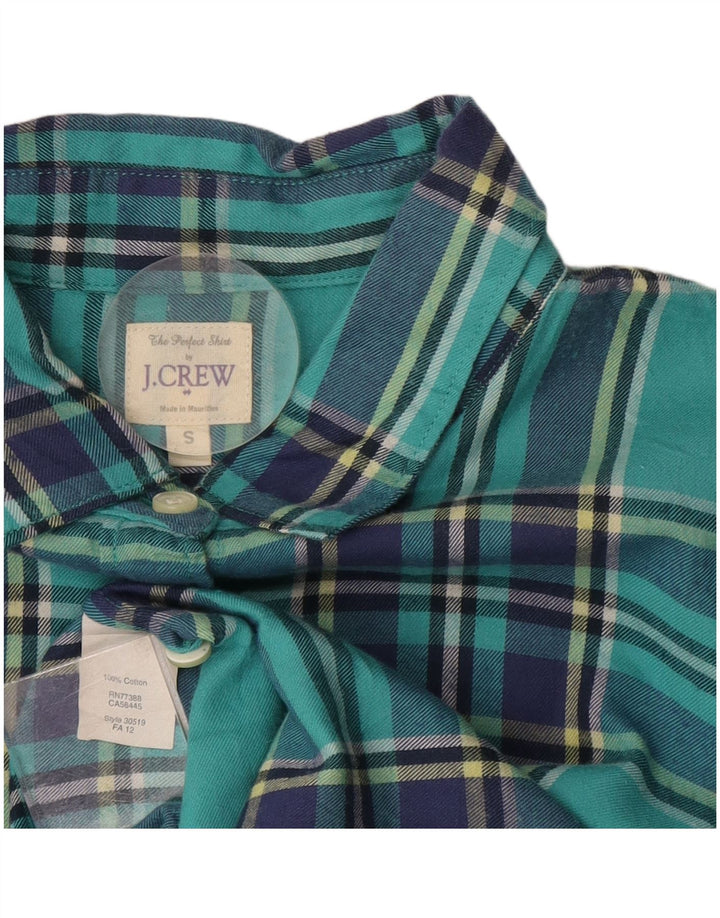 Camicia in flanella da donna J. Crew UK 10 piccolo cotone scozzese turchese