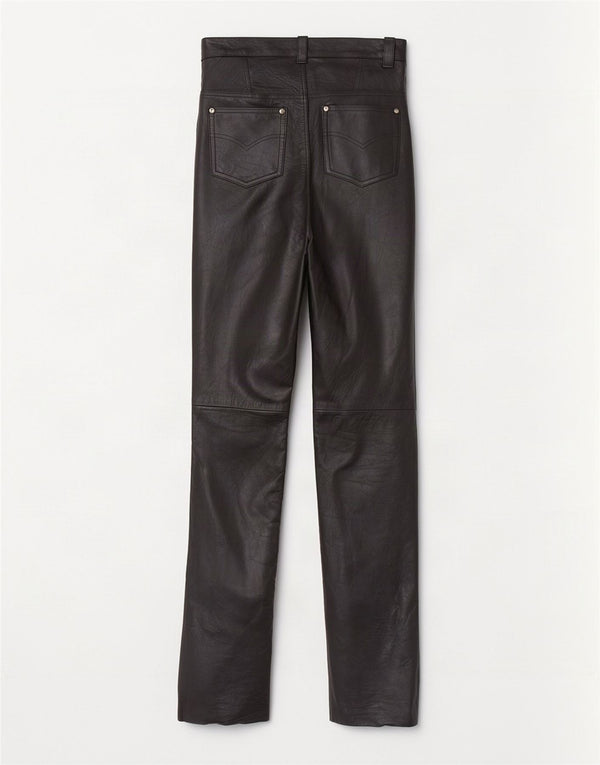 Pantaloni in pelle a vita alta da donna Dakota W30 L34 neri