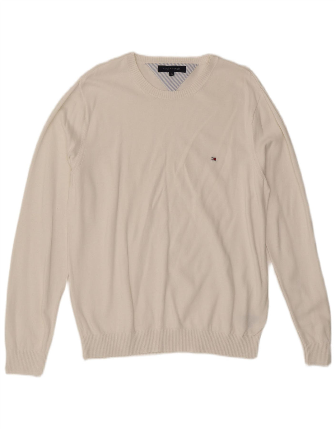 Maglione maglione con scollo a V da uomo Tommy Hilfiger XL cotone bianco classico