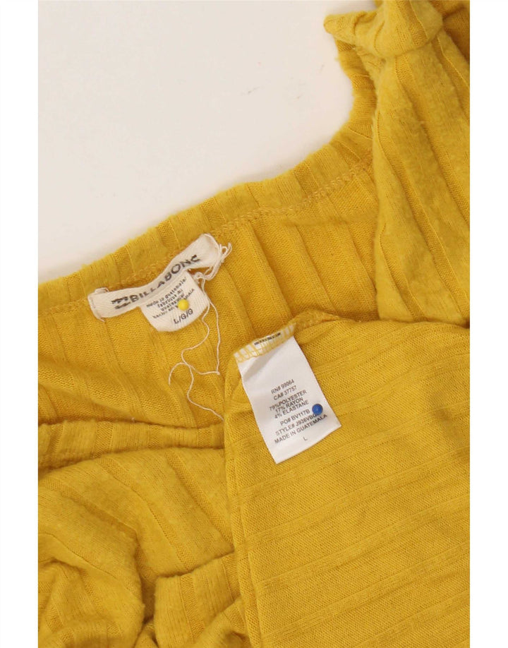 Billabong Top da donna a maniche lunghe UK 16 Large Giallo Poliestere