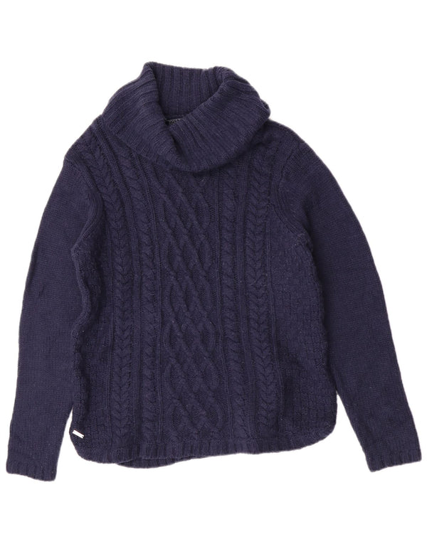 Maglione maglione a collo alto da donna Joules UK 12 Acrilico blu navy medio
