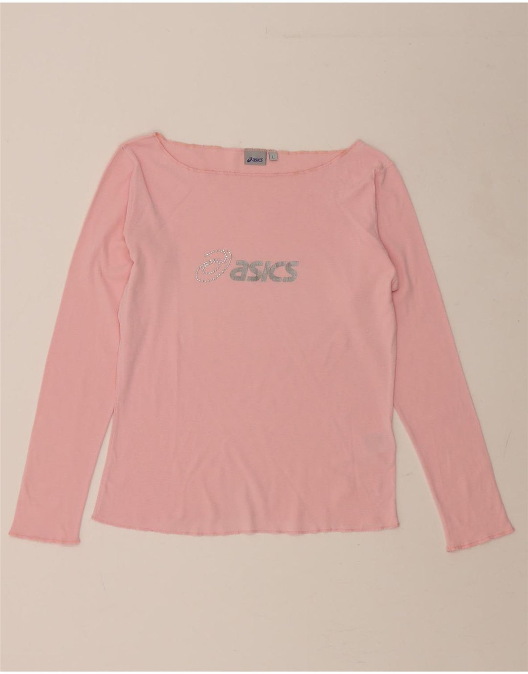 ASICS Womens Graphic Top Long Sleeve UK 16 Large Pink Cotton Vintage Asics and Second-Hand Asics from Messina Hembry 