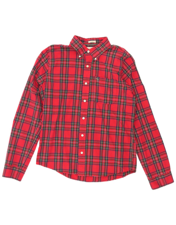Camicia in flanella muscolare da uomo Abercrombie & Fitch XL in cotone a quadri rossi