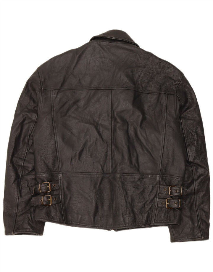 Giacca in pelle vintage da uomo UK 36 piccola nera