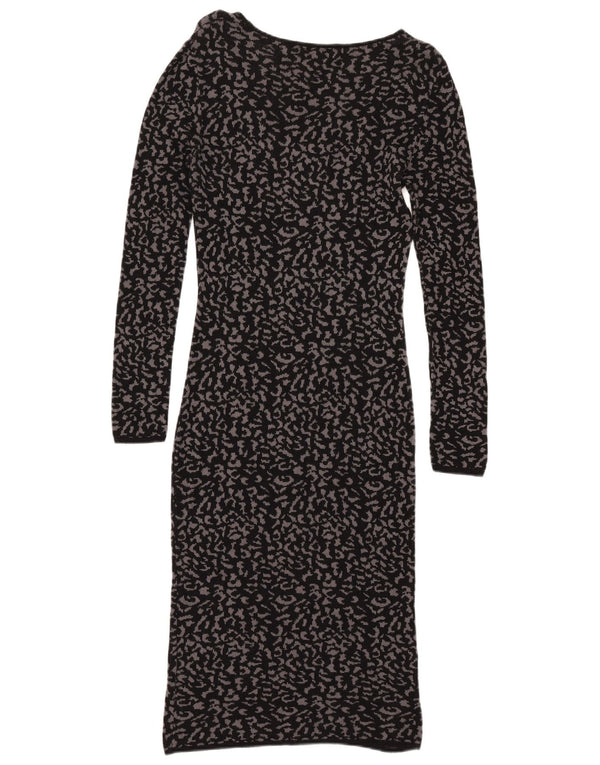Abito maglione a maniche lunghe da donna Oasis UK 12 medio nero stampa animalier