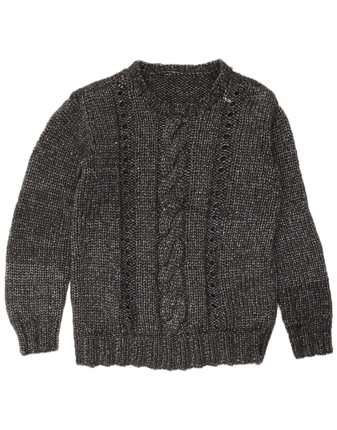 Maglione maglione girocollo da donna vintage UK 16 grande grigio