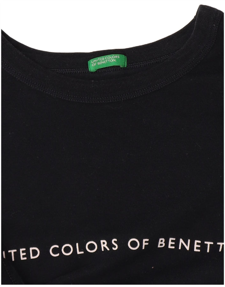 T-shirt grafica da donna Benetton Top UK 14 medio blu navy