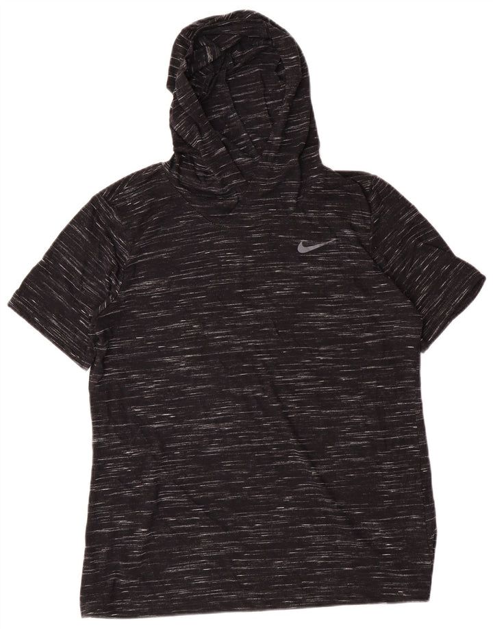 T-shirt con cappuccio da donna Nike Top UK 14 poliestere medio nero screziato