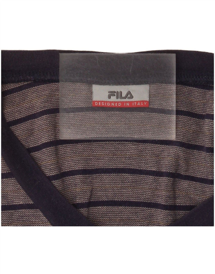 Fila Donna Top Manica Lunga UK 18 XL Blu Navy a Righe