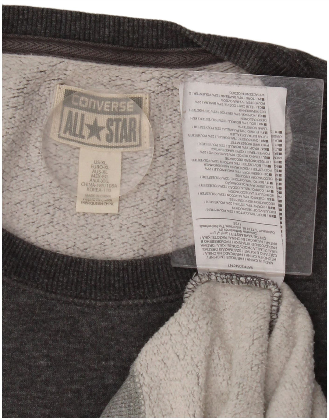 CONVERSE Mens Sweatshirt Jumper XL Grey Colourblock Cotton