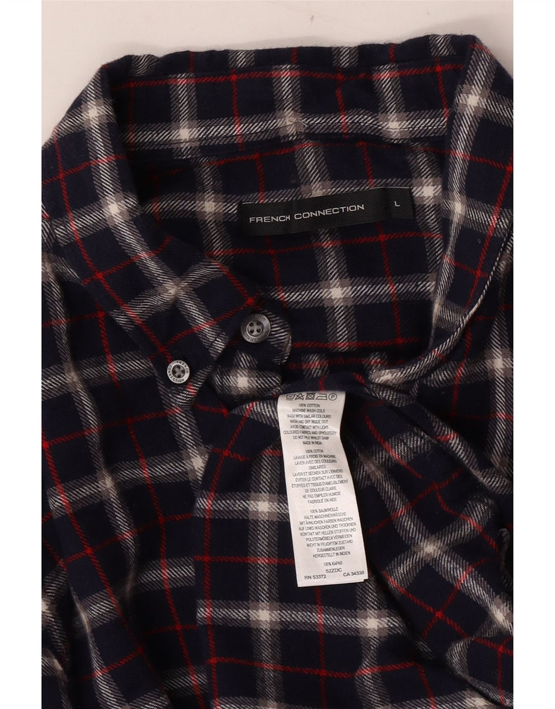Camicia da uomo in flanella French Connection grande cotone a quadri blu navy