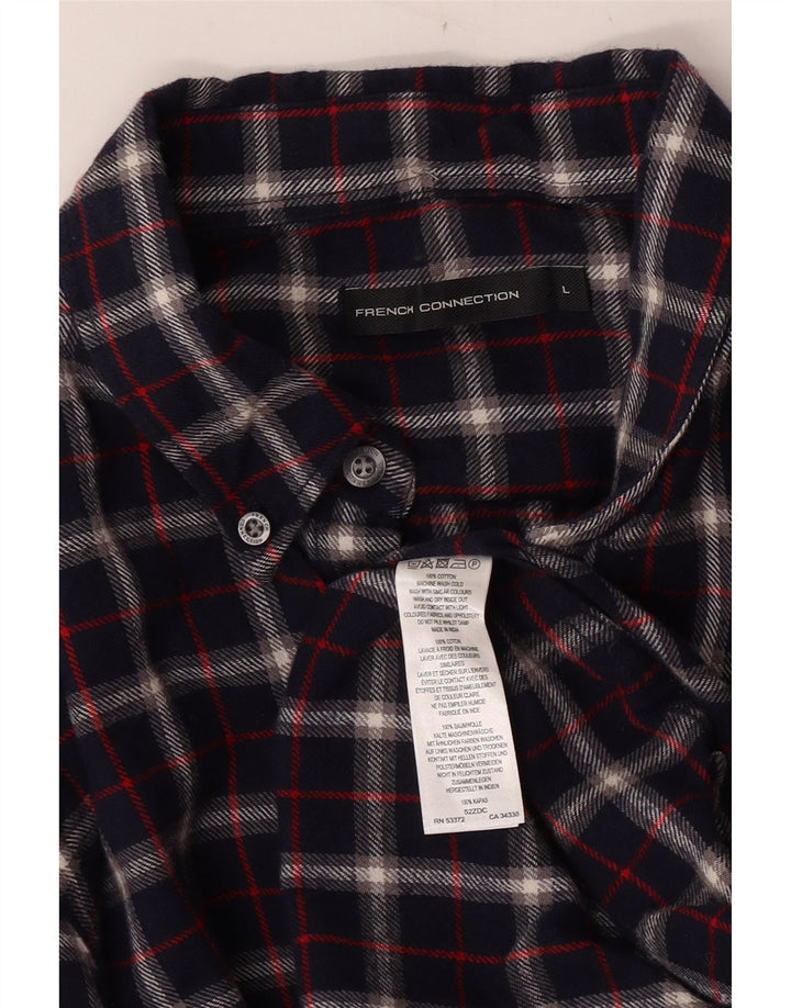 Camicia da uomo in flanella French Connection grande cotone a quadri blu navy