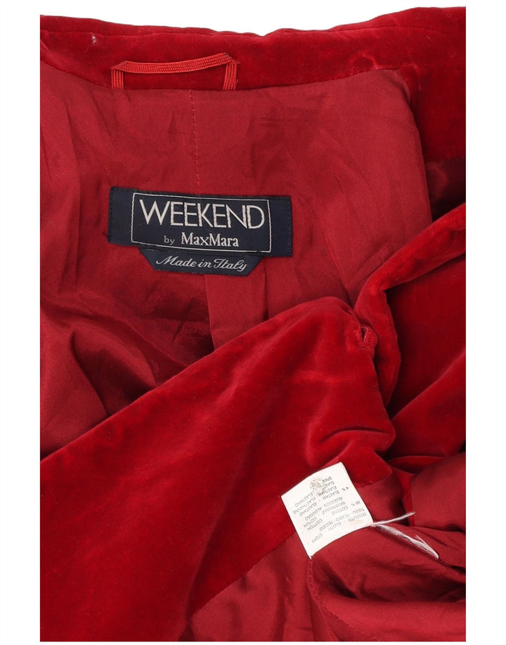 Giacca blazer in velluto a 2 bottoni Max Mara da donna Weekend UK 14 rossa media