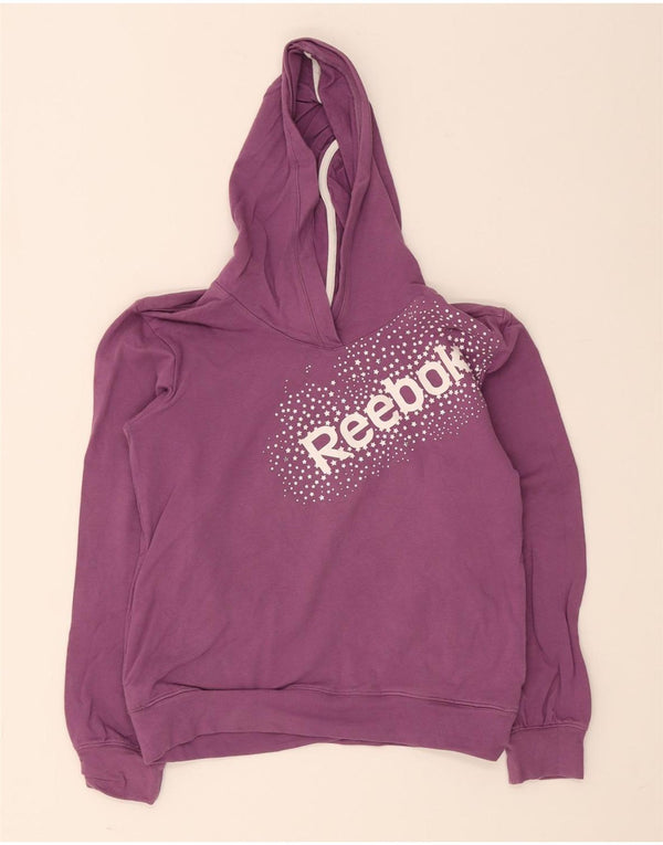 Maglione con cappuccio grafico per ragazze Reebok 11-12 anni in cotone viola