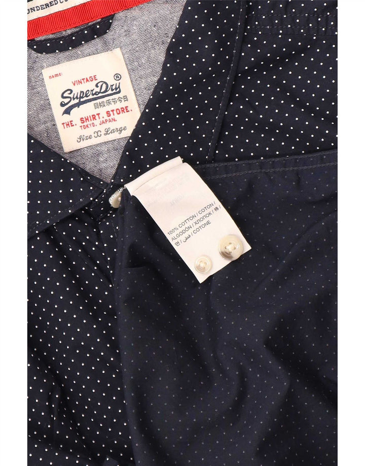 Camicia da uomo Superdry XL in cotone maculato blu navy