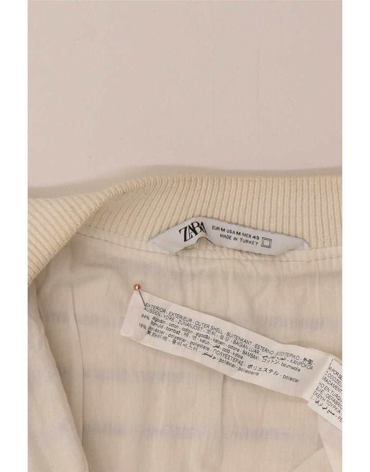Maglione cardigan da uomo Zara in cotone a righe bianche medie