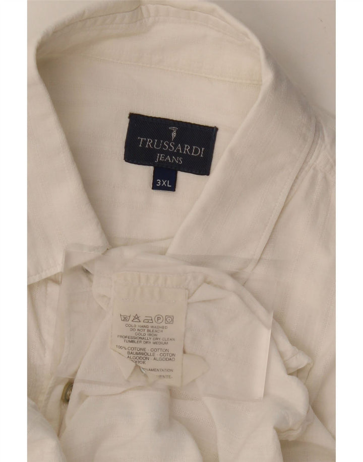 TRUSSARDI Mens Short Sleeve Shirt 3XL White Cotton Vintage Trussardi and Second-Hand Trussardi from Messina Hembry 