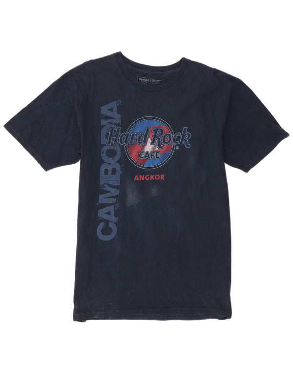 T-shirt grafica da uomo Angkor Hard Rock Cafe, grande, in cotone blu navy