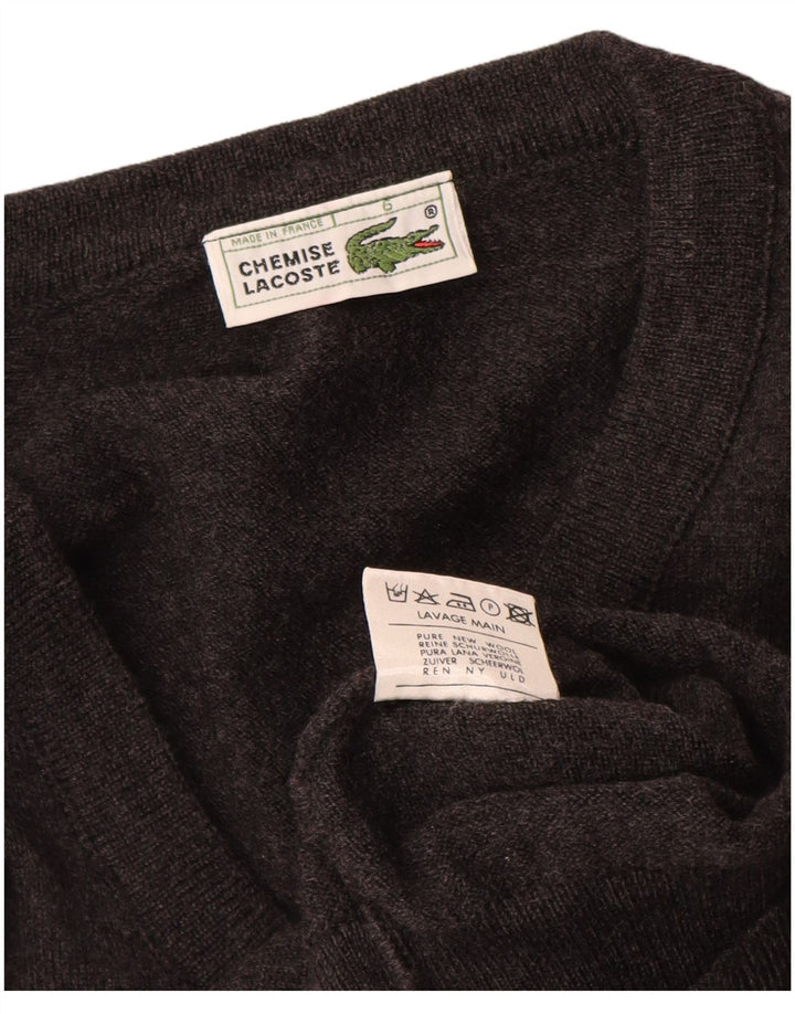 Maglione da uomo con scollo a V Lacoste taglia 6 XL in lana vergine grigia